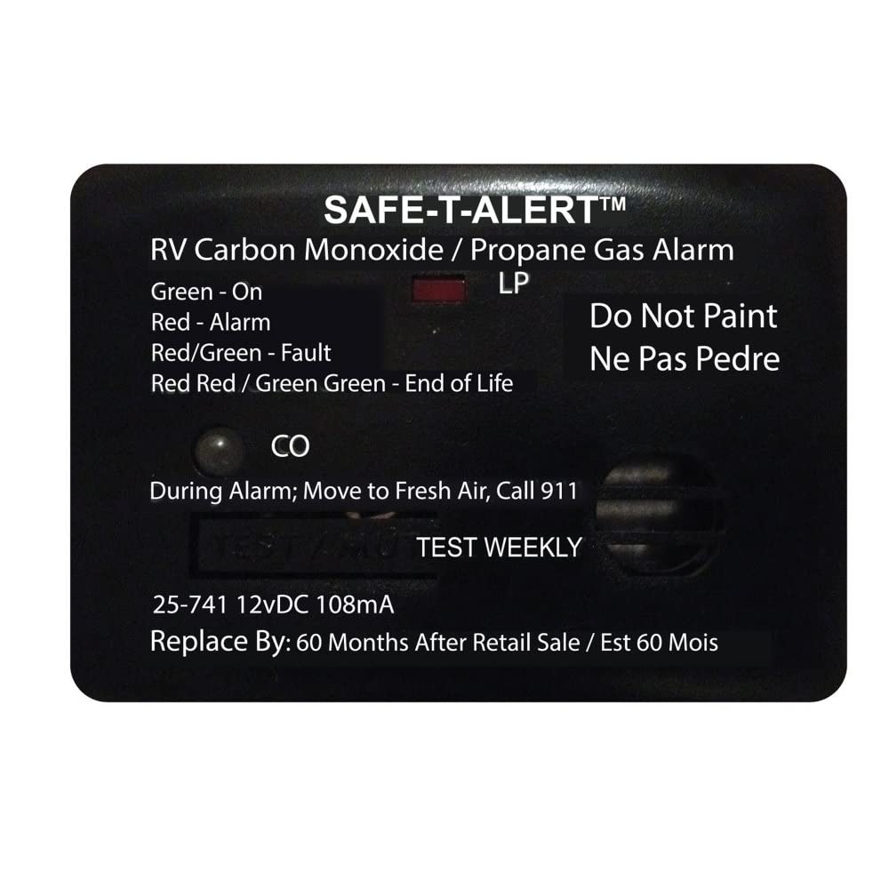 Safe T Alert 25 Series Mini Dual LP/CO Alarm - Propane and Carbon Monoxide Alarm - Surface Mount, Black - 25-741-BL