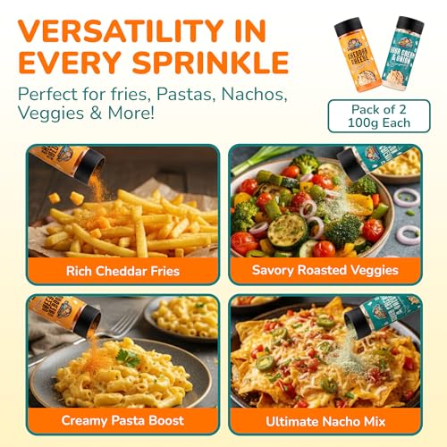 Image of Time Out Popcorn Cheddar Cheese & Sour Cream n Onion Powder, Seasoning Multi-Purpose, Popcorn and Snacks Flavoring,Pack of 2, 100g Each