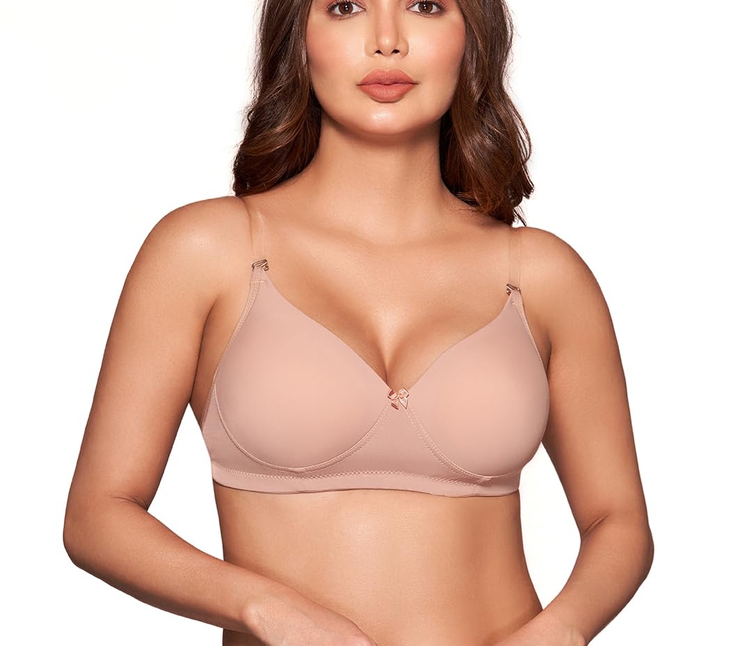 sherry Padded Moulded Tshirt Bra with Transparent Straps and Back Support(518)-picture-12