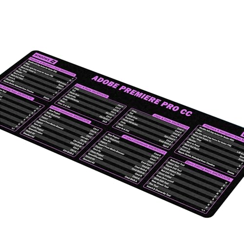 Image of Adobe Premiere Pro CC Shortcut Cheat Sheet Mouse Mat KMH Mouse Pad for Video Editors, Adobe Large Desk Mat, Producer Mousepad, Essential Computer Accessories for Study, Work, and Reference Purposes