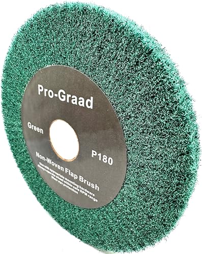 Image of 6 inch x 1 /2 inch Green 180 Grit Non-Woven Bench Grinder Polishing Burnishing Satin Finishing Flap Brush Wheel for Aluminum Copper Metal Golf Club Refurbishing, Compatible for 1 /2 inch, 5 /8 inch, 3 /4 inch Arbor