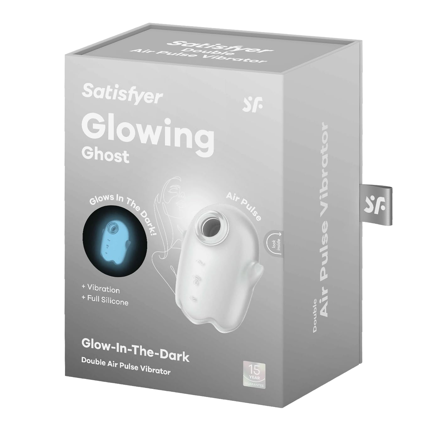 Satisfyer Glowing Ghost Vibrador Double Air Pulse | 2 en 1 Juguetes sexuales Ondas de Presión y Vibración | Batería recargable | Resistente al Agua (IPX7) | Succionador de Clítoris femenino
