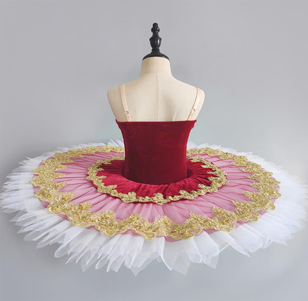 Gonna da Balletto per Bambina tutù Gonna da Spettacolo del Lago dei Cigni Body da Ginnastica tutù Abito da Competizione Abito da Allenamento per Spettacoli(140Cm)