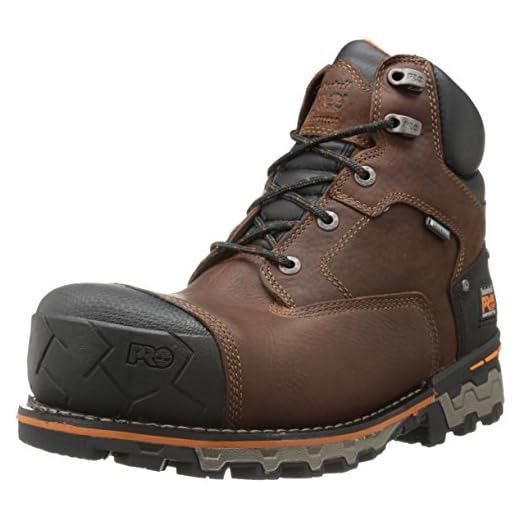Timberland PRO Men's Boondock 6 Inch Composite Safety Toe Waterproof Industrial Work Boot, Brown Oiled Distressed, 9 Wide