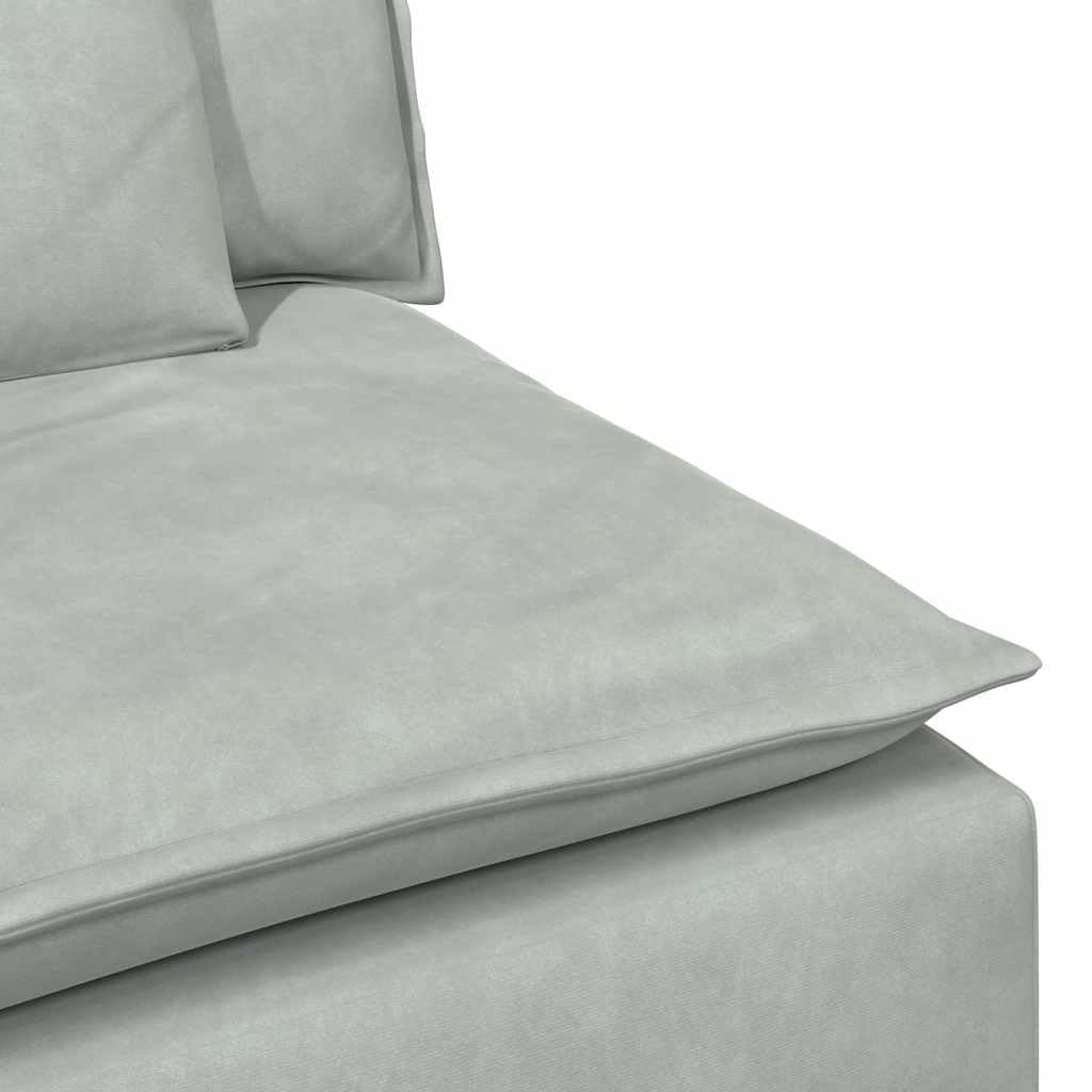 Sofá modular con cojín, tela de terciopelo gris claro, marco de metal, 224 x 105 x 64 cm, elemento acolchado de 2 piezas con reposabrazos para salón, salón, cine en casa, confort