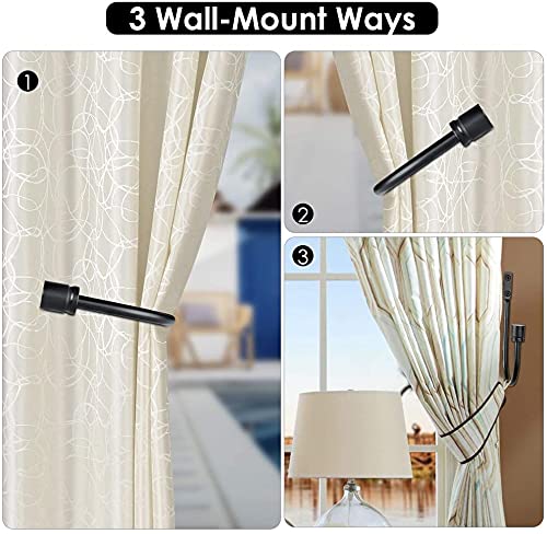 Tiardey 2 Pcs Curtain Hold backs, Metal U Shaped Hook Wall Mounted Tieback Hook Drapery Accessories Decorative Curtain Drapery Holdback(Black) - Image 6