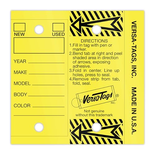 Image of Self Laminating Self Protecting Versa Tags Key Tags with Rings (250 per Box) (Yellow)