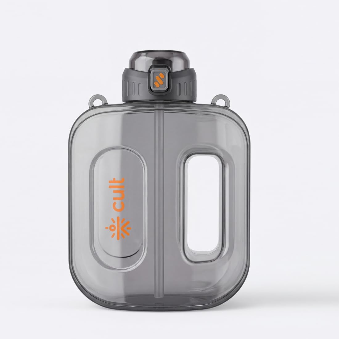 Cult Mini Gallon 1.6L Water Bottle Leakproof Gym Bottle with Straw & Strap Portable Hydration Bottle for Gym, Office, Travel & Daily Use (Black)