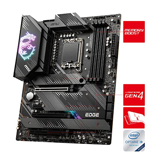 Image of MSI MPG Z690 Edge WiFi DDR4 Motherboard ATX - Supports 14th /13th /12th Gen Intel Core Processors, LGA 1700 - Mystic Light, 75A VRM, Memory Boost (DDR4-5200 /OC), PCIe 5.0 x16, 4X M.2 Gen4 / x4, Wi-Fi 6