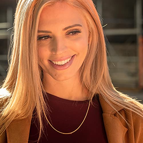 LIFETIME JEWELRY Crushed Herringbone Chain Necklaces for Women and Men 24k Gold Plated (22 inches, 2mm, Gold)2