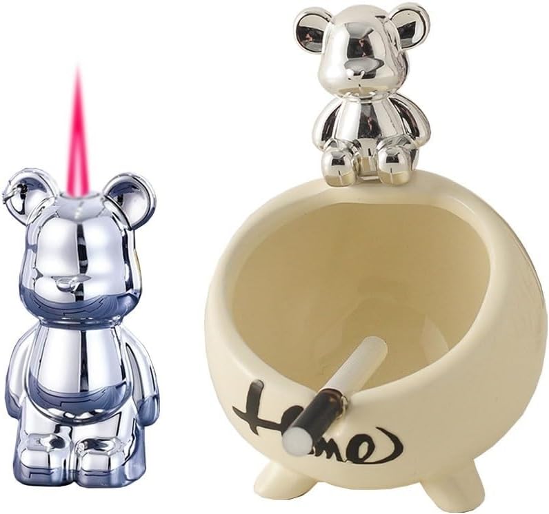 Ashtray Lighter Combo Set, Butane Refill Lighter, Windproof