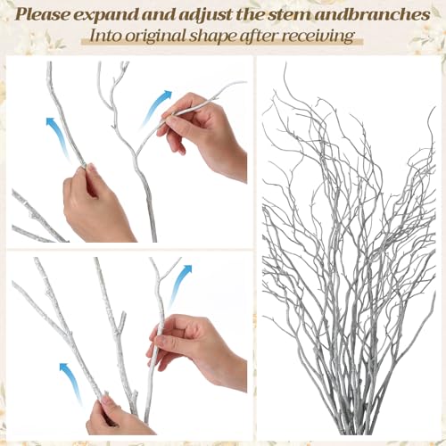 Image of Norme 10 Pcs 47.2 Inch Lifelike Curly Willow Branches for Vases Artificial Decorative Dried Twigs Tall Plastic Vine Bendable Stick for DIY Plant Farmhouse Wedding Indoor Home Hotel Decor(White Green)