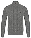 ralph lauren strickpullover zopfmuster Reißverschluss Neck Polo Ralph Lauren Herren Strickpullover aus Baumwolle, Grau Medium