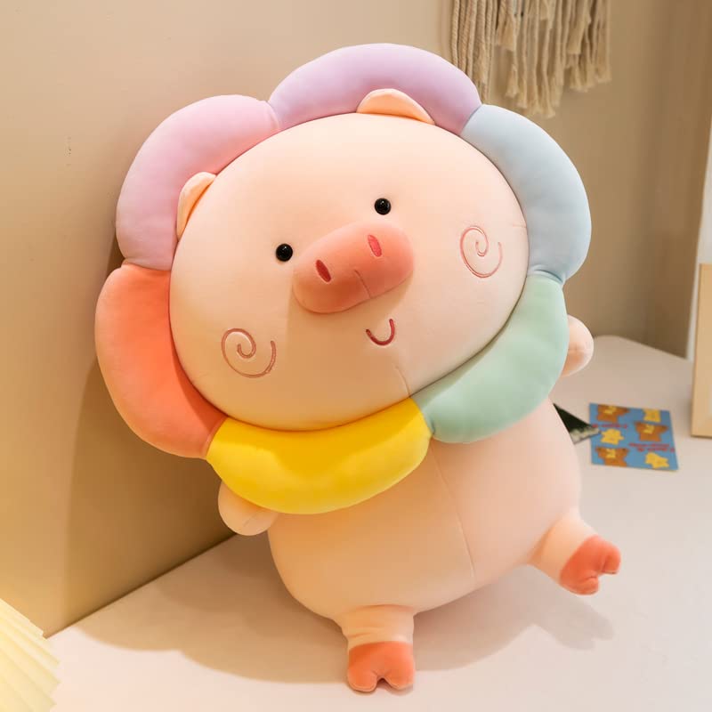 Kawaii Rainbow Pig Peluche Juguete Girasol Muñeca Cerdita Almohada Muñeca de Peluche para niños Parejas Cerdo 55cm