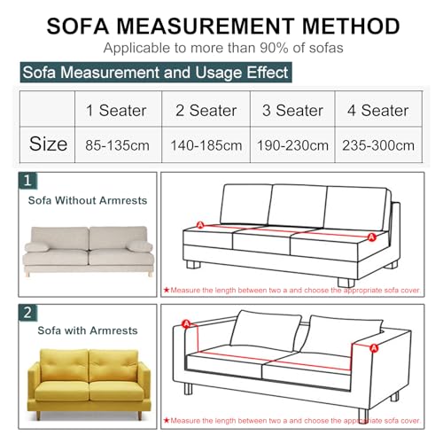 High Stretch Sofa Covers With Skirt, 1/2/3/4 Seater Super Soft Couch Covers All-inclusive Sofa Slipcover Washable Stretchable Sofa Cover Furniture Protector Cover(Size:2 Seater(140-185cm),Color:I) - Image 2