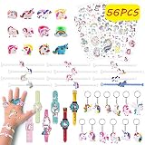 ★★Seguro para los niños: Los anillos, brazaletes y llaveros de unicornio están hechos de material plástico de PVC no tóxico y ecológico, no tienen mal olor. Los tatuajes temporales son fáciles de usar y quitar, y son inofensivos.