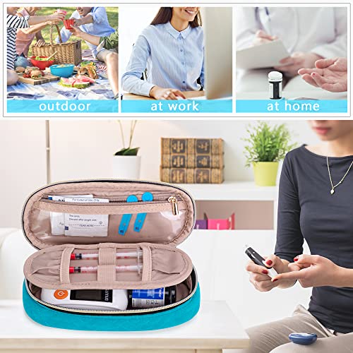 Yarwo Diabetic Travel Case For Diabetes Test Strips, Blood Glucose Monitor, Insulin Syringes, Portable Diabetes Supplies Storage Bag For Diabetic Care Kits, Ideal Mothers Days Gifts, Teal (Bag Only) #TOP5
