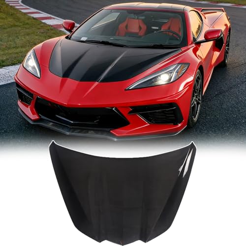 Car Hood Panel Assembly Compatible with Chevrolet Corvette C8 2020-2026 100% Dry Carbon Fiber Racing Style Replacement Engine Bonnet Hood Exterior Accessories (Carbon Fiber)