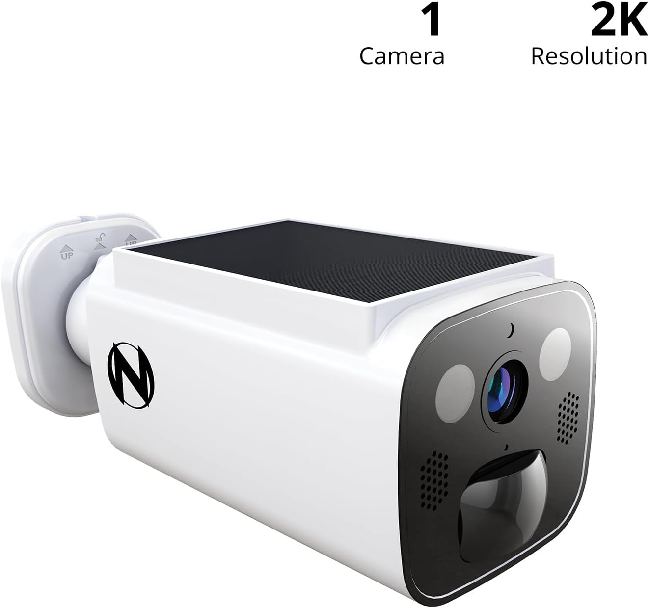 Night Owl 2K Battery Solar Powered Camera with Spotlight and 2-Way Audio – White