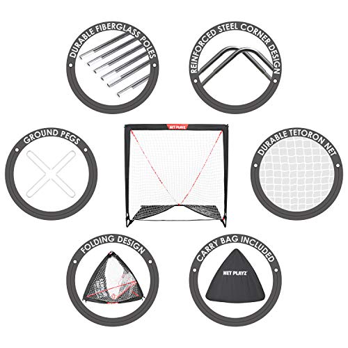 image for NET PLAYZ 4 x 4 x 4 Feet Lacrosse Goal Fast Install, Fiberglass Frme, 