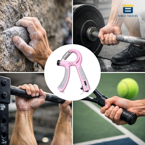 Image of CRAE Hand Gripper with Counter - Adjustable Grip Strengthener, 60 KG Capacity for Forearm, Wrist & Finger Workout Men & Women (Pink)