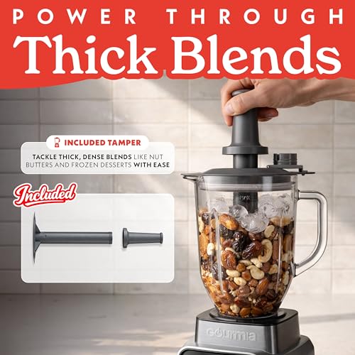 Image of Gourmia Countertop Blender - 8 Blend Programs, 4 Speeds, Pulse and Manual Mode, 56oz Pitcher, Digital Display with Integrated Timer, Round-Plated Tamper, Dishwasher-Safe Parts