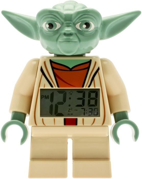 LEGO Star Wars 9003080 Yoda Kids Minifigure Light Up Alarm Clock | green/brown | plastic | 7 inches tall | LCD display | boy girl | official