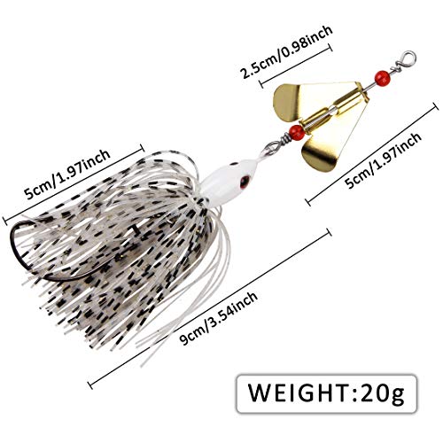 Spinnerbait Fishing Lures Kit Set, 6Pcs Bass Fishing Buzzbait Multicolor Bass Trout Salmon Metal Spinner Baits Swim Jigs Freshwater Saltwater Fishing #TOP3