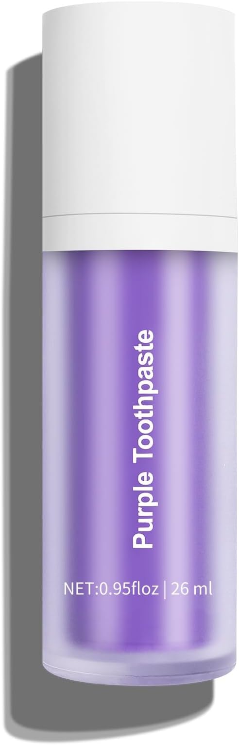 Purple Toothpaste for Teeth Whitening, Purple Toothpaste, Tooth Stain Removal, Tooth Stain Removal Colour Corrector, Teeth Whitening Kit - 0.95 Fl Oz (Pack of 1)