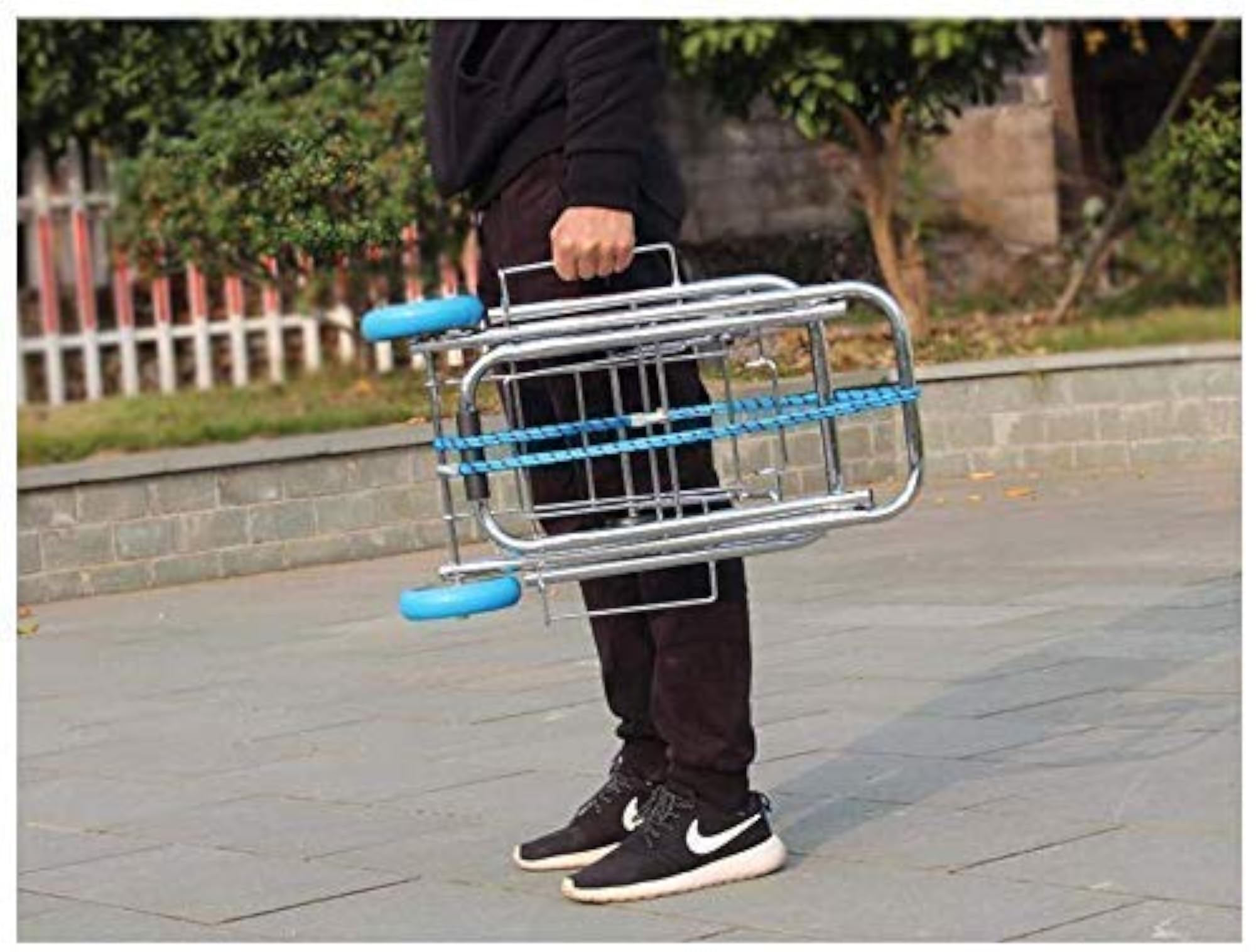 Folding Platform Luggage Cart, 6-Wheel Steel Hand Truck