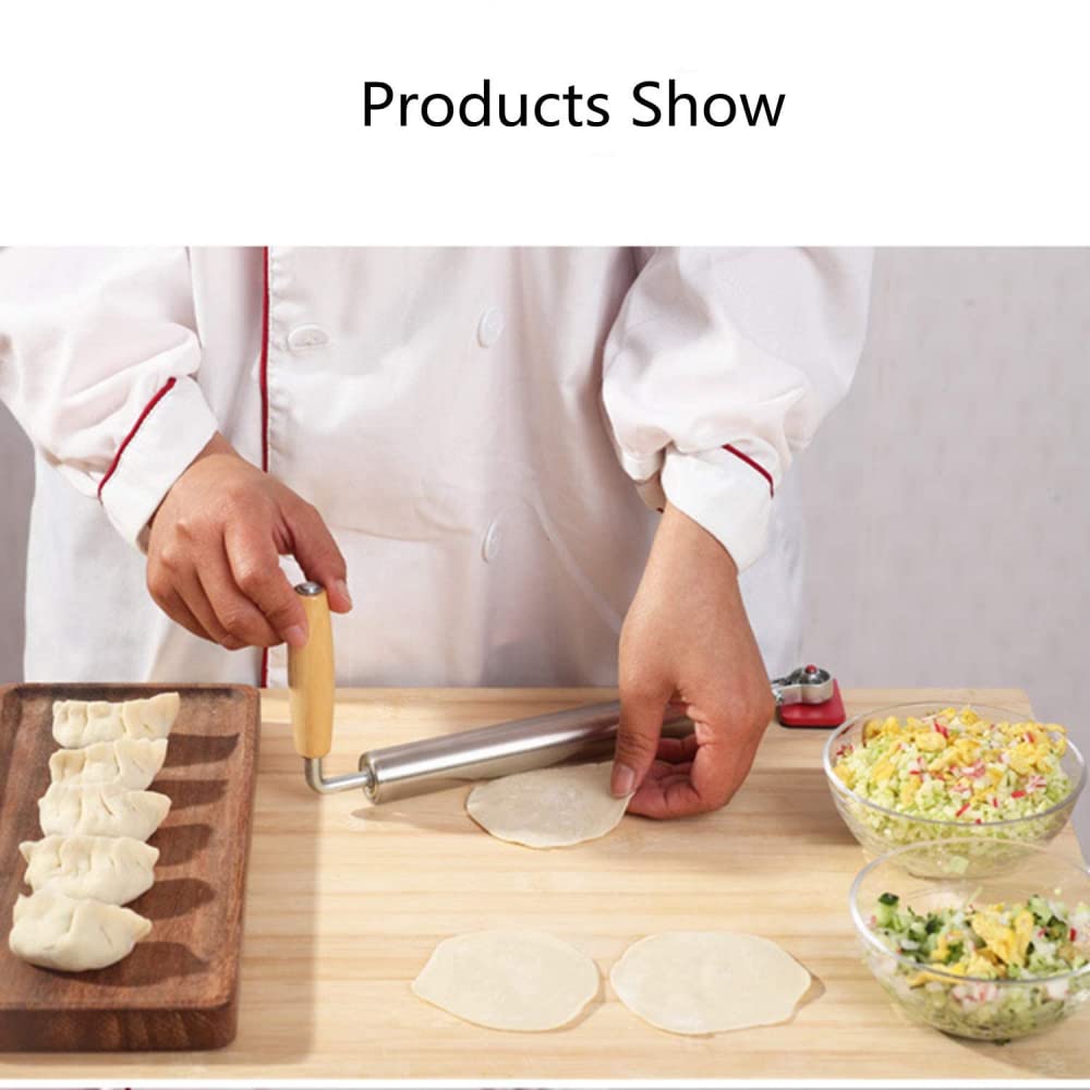 Adjuble inless Rodillo de acero semiautomático para masa para galletas, pizza, panqueques y pastelería, fácil de usar (tamaño: 2,2 cm)