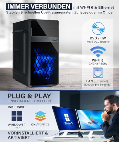HYPER BYTE® Office PC – Computer mit Intel Quad Core i7 mit 3,9 GHz | 16 GB RAM | 512 GB SSD Festplatte | Win 11 Pro | WLAN | DVD+RW | USB 3.0 | High End Office Tower-Pc – Bild 5