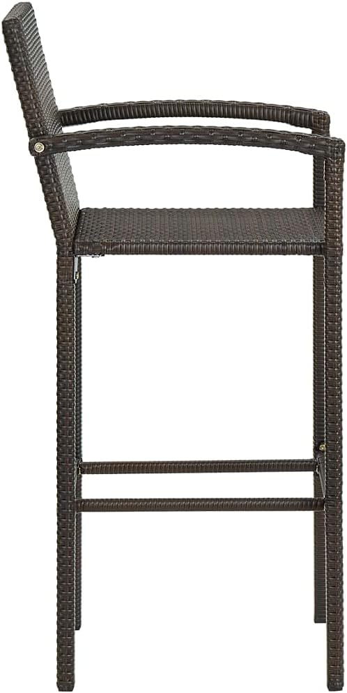 Garden Furniture Set,Poly Rattan Patio Table and Chairs,Bar Stools Set,Armrest Chairs,Bar Height Patio Table & Chairs Set Furniture Patio All Weather Outdoor Patio Furniture,3 Piece Poly Rattan Brown