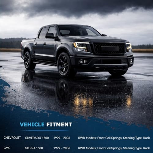 Image of Detroit Axle - RWD Front End Kit for 1999-2006 Chevy Silverado 1500 GMC Sierra 1500, 2 Lower Control Arms w /Ball Joints 2 Upper Ball Joints 2 Outer Tie Rods 2000 2001 2002 2003 2004 2005 Replacement