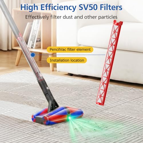 Image of LINNIW 2 Pack SV50 Filter for PencilVac Fluffycones Cordless Vacuum | Vac Filter Replacement Parts with 1 Cleaning Brush