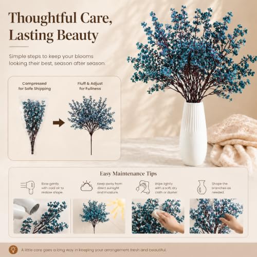 Image of Mandy's 15 Bundles Artificial Teal Baby's Breath Flowers
