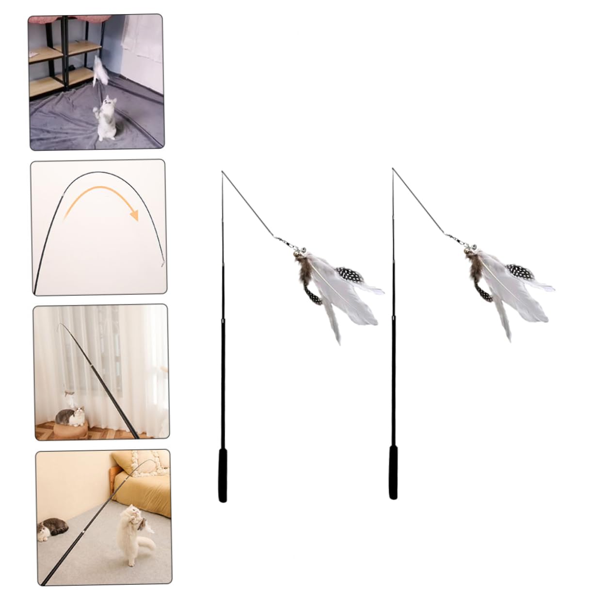 POPETPOP 8 STK Katzen-Teaser Katzenspielzeug Zauberstab Katzenfänger Spielzeug Flik Katzenspielzeug Stick Katzenbeschwörer Kätzchen Katzenball Kohle Faser Stange