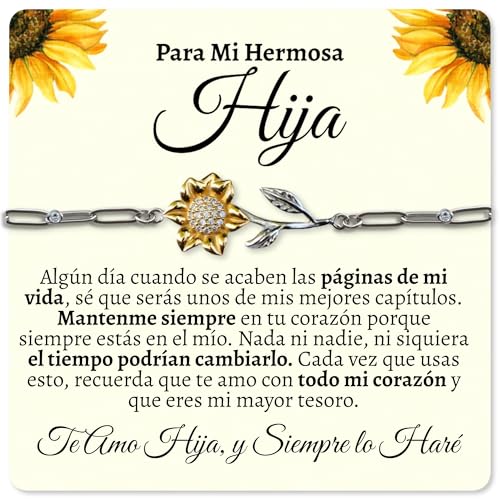 Love You This Much Reglaos Para Mi Hija, Pulsera de Girasol, Pulseras Para Madre e Hija, Reglaos de Cumpleanos Para Hija, Reglao de Graduacion