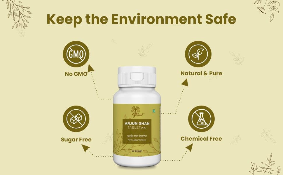 Image of AyurVeda Arjun Ghan Tablets 60 Tablets | Ayurvedic Herbal Wellness Supplement | Convenient Tablet Format