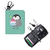 [MOSHI MOSHI] スマートキーケース 2個収納 キーリング ペンギンのヒナ かき氷 ドット 02：ミント