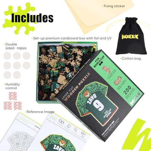 Image of Official FIFA World Cup 2026 ZAYU T-Shirt Puzzles for Adults, 200 Pieces Football Merchandise Wooden Puzzles, Unique Soccer Gifts for Fans, Collectors Puzzle Sports Souvenirs | Wooden Jigsaw Puzzle