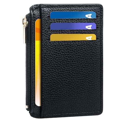 Tipmile Credit Card Holder for Women Slim Minimalist Front Pocket RFID Blocking Wallet Small Compact Card Case with ID Window Classic Black