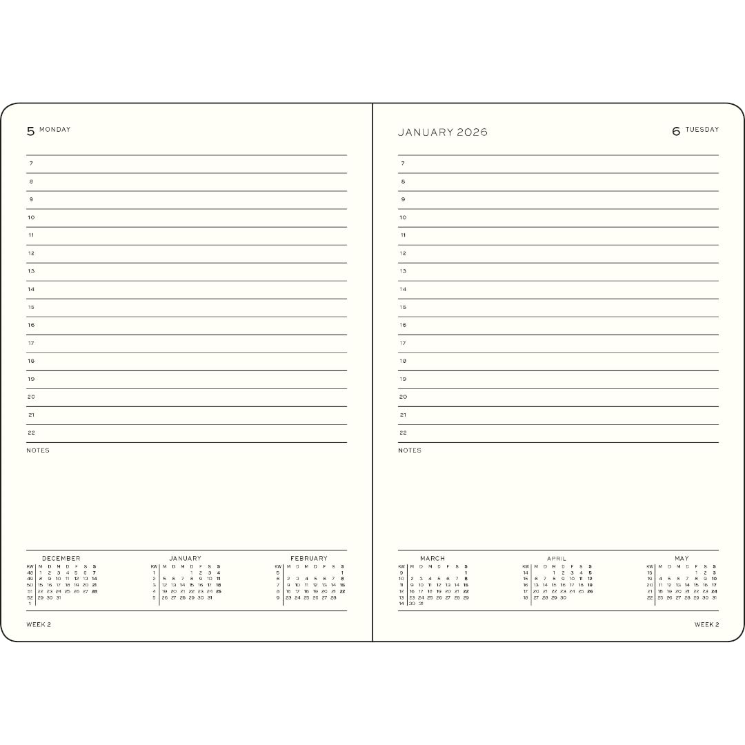 LEUCHTTURM1917 372772 kalendarz dzienny średni (A5) 2026, czarny, angielski