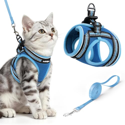 Image of rabbitgoo Cat Harness and Leash Set, Step-in Soft Vest, Blue & Light Blue