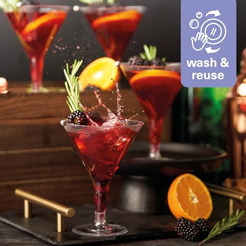 Vasos de cóctel de plástico irrompibles MATANA pack de 24 copas de martini reutilizables 210ml 7