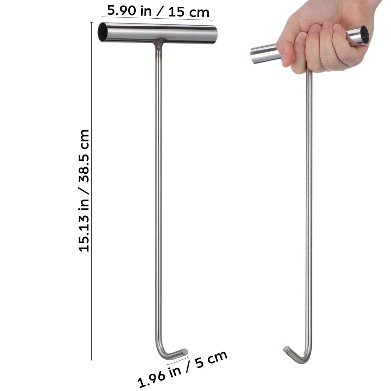 Manhole Cover Hook Tool - Stainless Steel Lift Hook -2