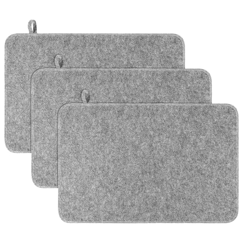 Hahafelt 3 Pcs Sauna Mat Heat Insulation Mat Natural Felt Sauna Mats for Inside Saunas Accessories Floor Mats Gift for Men Women Bath Shower Bench Cushion Houseroom Vaporarium Spa (19.5 Grey)