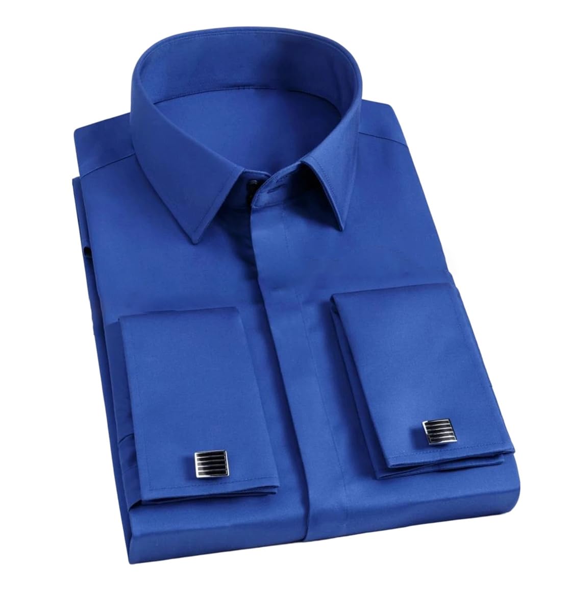 Mens Cotton French Cuff Dress Shirt Long Sleeve Slim Fit Formal Business Shirt