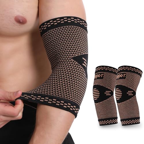 Elbow Sleeves for Pain Relief, Large, 1 Pair, Copper Compression