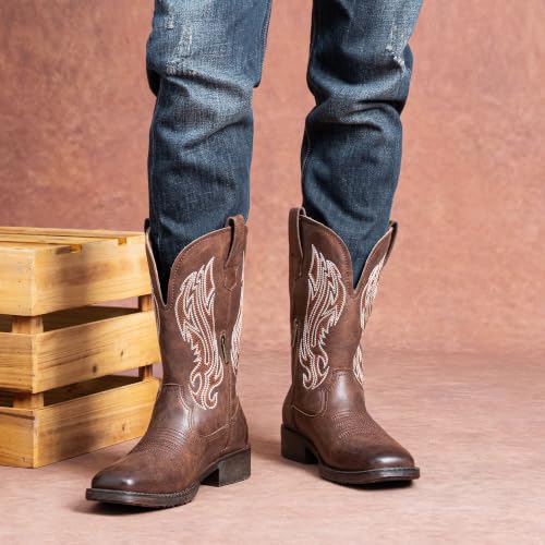 Image of Jousen Cowboy Boots for Men Square Toe Western Side Zipper